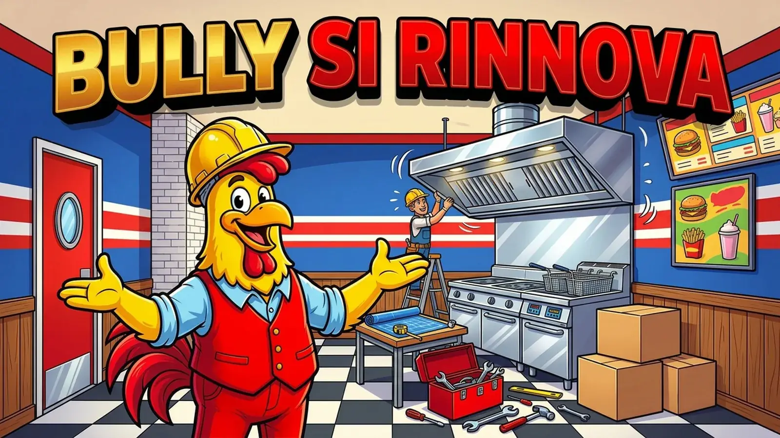 Bully Chicken chiuso per lavori in Via Giordano Bruno 210 a Torino: cappa di aspirazione nuova e cucina rifatta