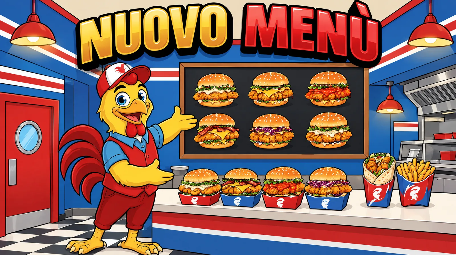 Il nuovo menù di pollo giallo di Bully Chicken a Torino: la mascotte Bully presenta i panini nuovi